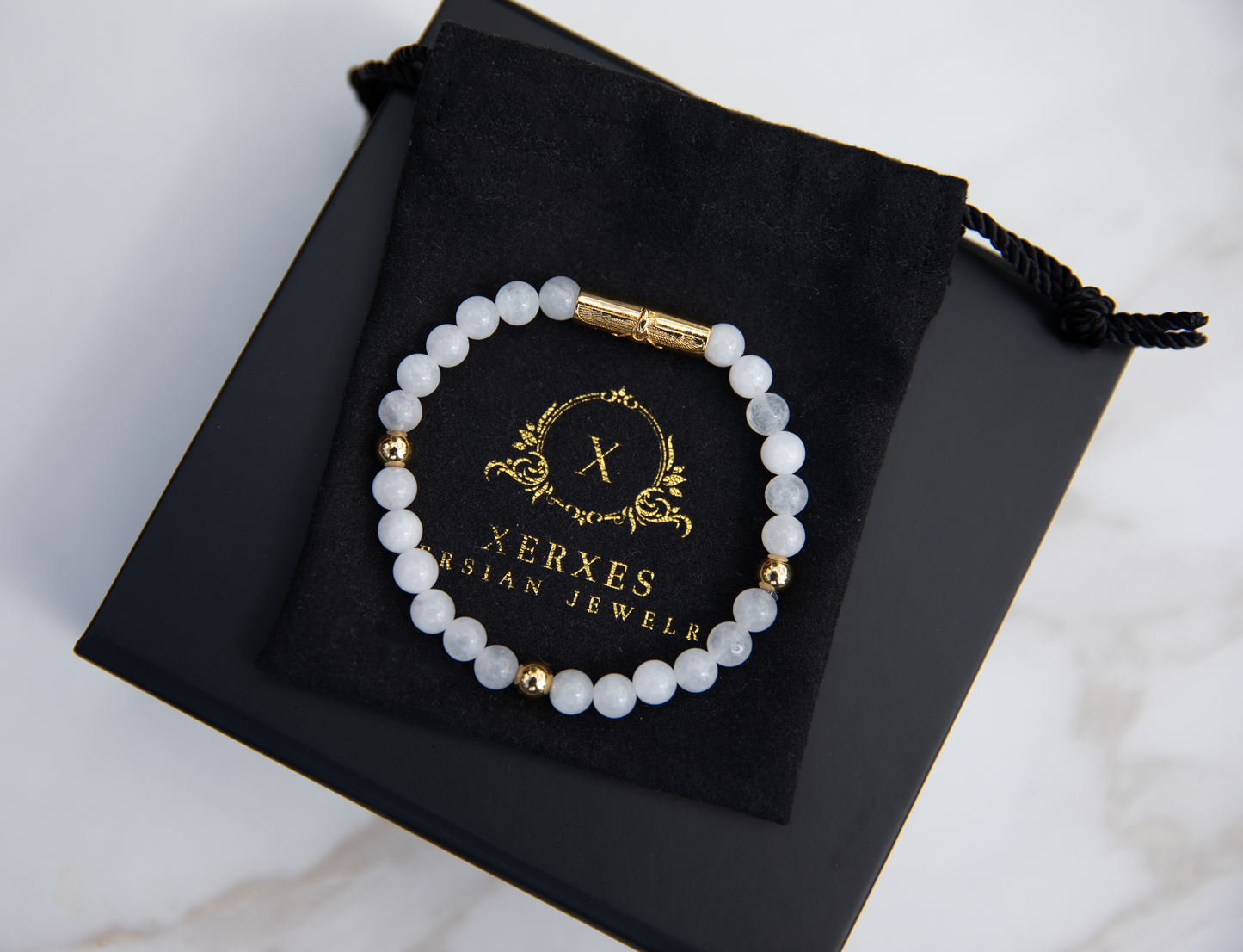 18 Karat Farvahar Persian Bracelet White Jade