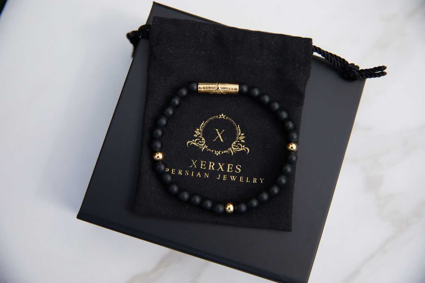 18 Karat Farvahar Persian Bracelet Black Onyx