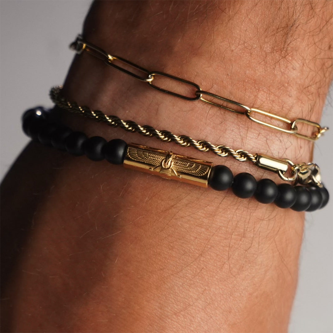 18 Karat Farvahar Persian Bracelet Black Onyx